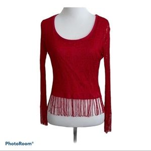 🎀 3/$20 Mirrors medium‎ vintage red fringe cropped top